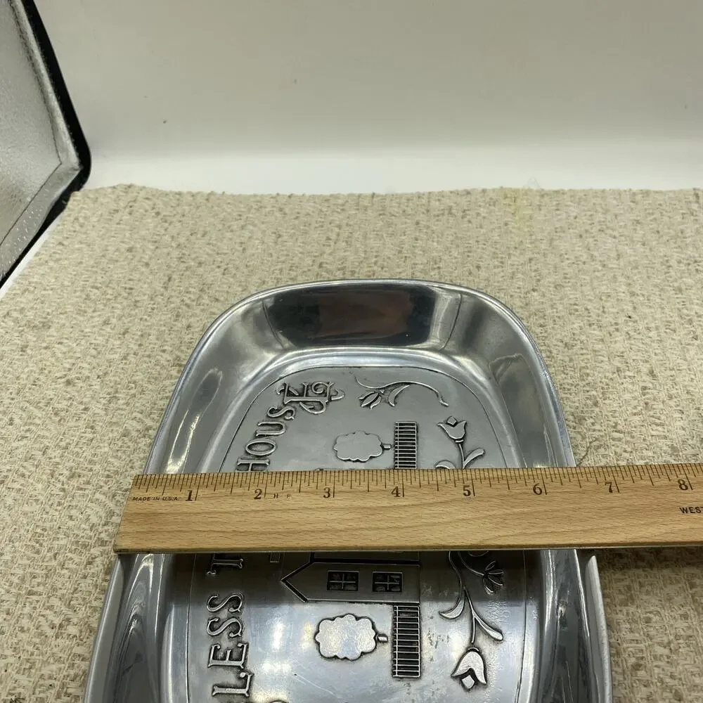 VTG Wilton Armetale “Bless This House” Pewter Serving Bread Tray Made in USA